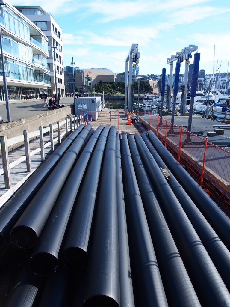 New sleeves fitted to timber piles, early LTAMP works