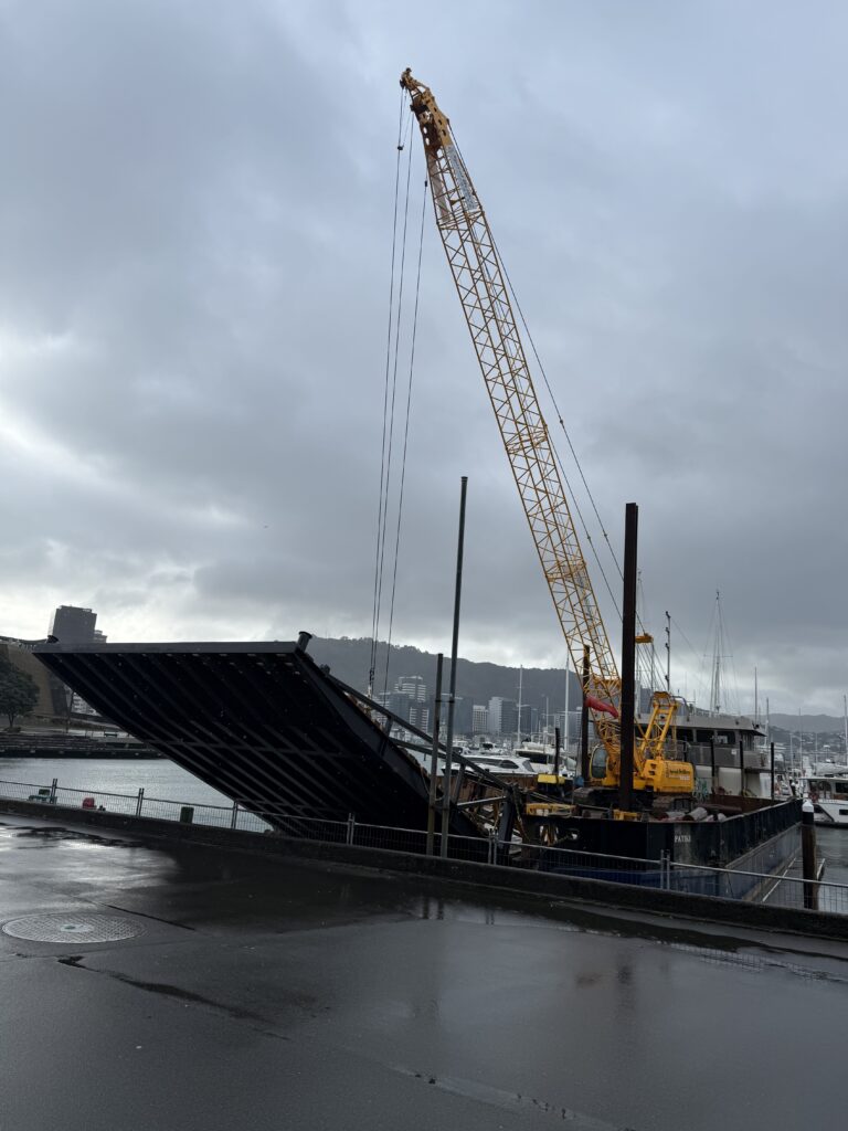 Pier A replacement: Crane barge and access ramp, 14 October 2024