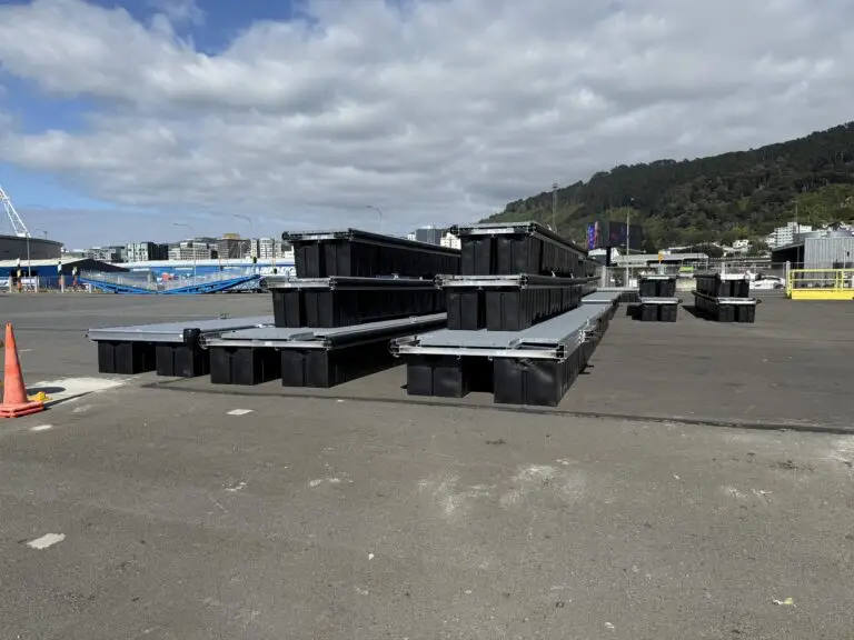 Pier A replacement: Pontoon sections on quayside, 17 October 2024