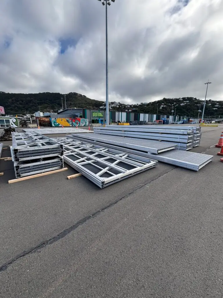 Pier B replacement: Pontoon frames on quayside, 3 June 2025
