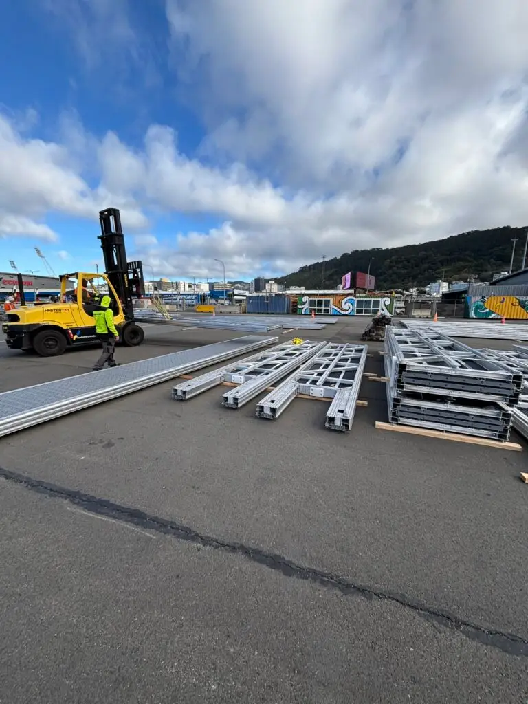 Pier B replacement: Pontoon frames and forklift, 3 June 2025