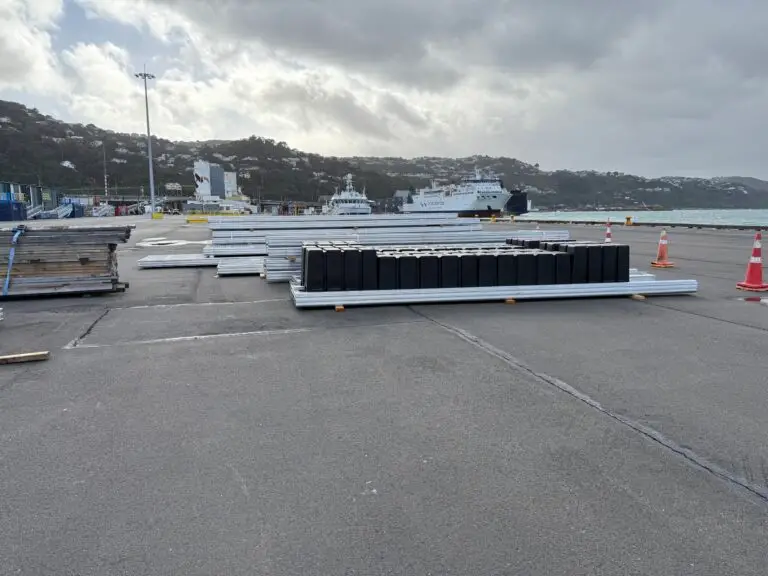 Pier B replacement: Pontoon sections on quayside, 7 June 2025