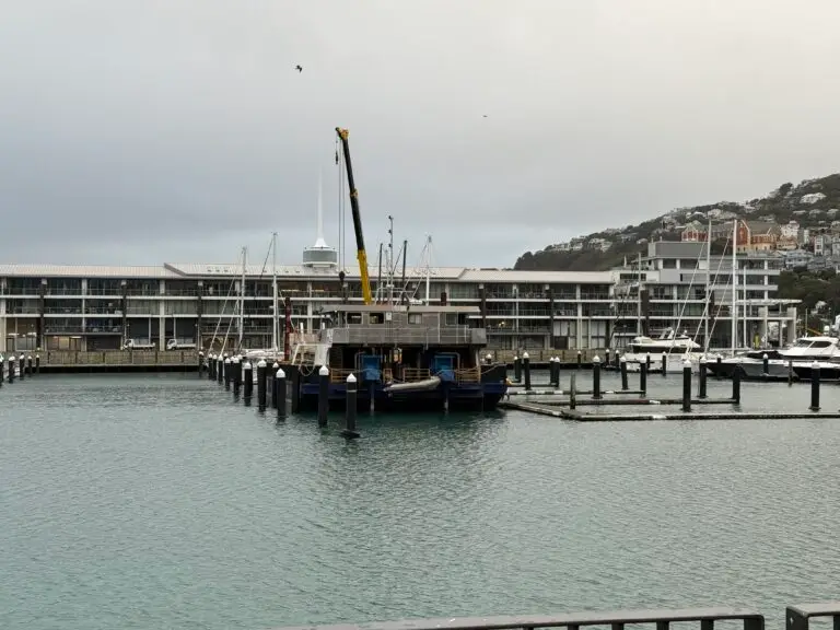 Pier B replacement: Crane barge at pier, 9 June 2025