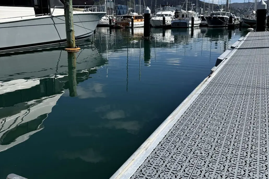 The new decking on the rebuilt section of Pier A at Chaffers Marina